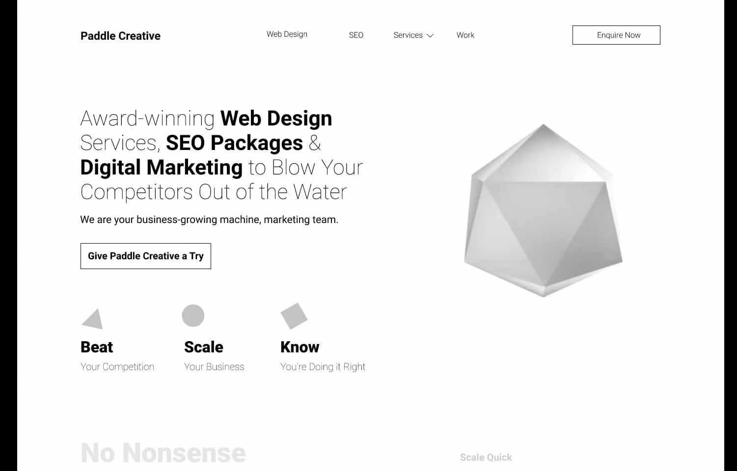High fidelity wireframe example for a custom website web design company made in Figma