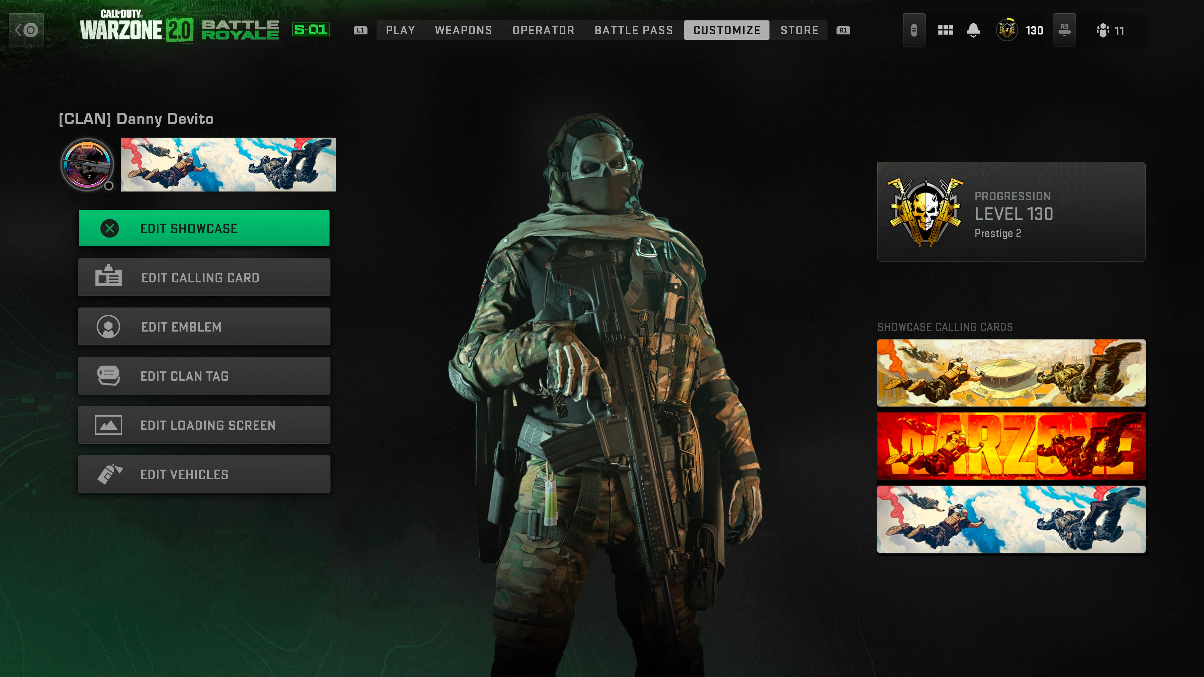Call of Duty weapon customization menu redesign with vertical navigation