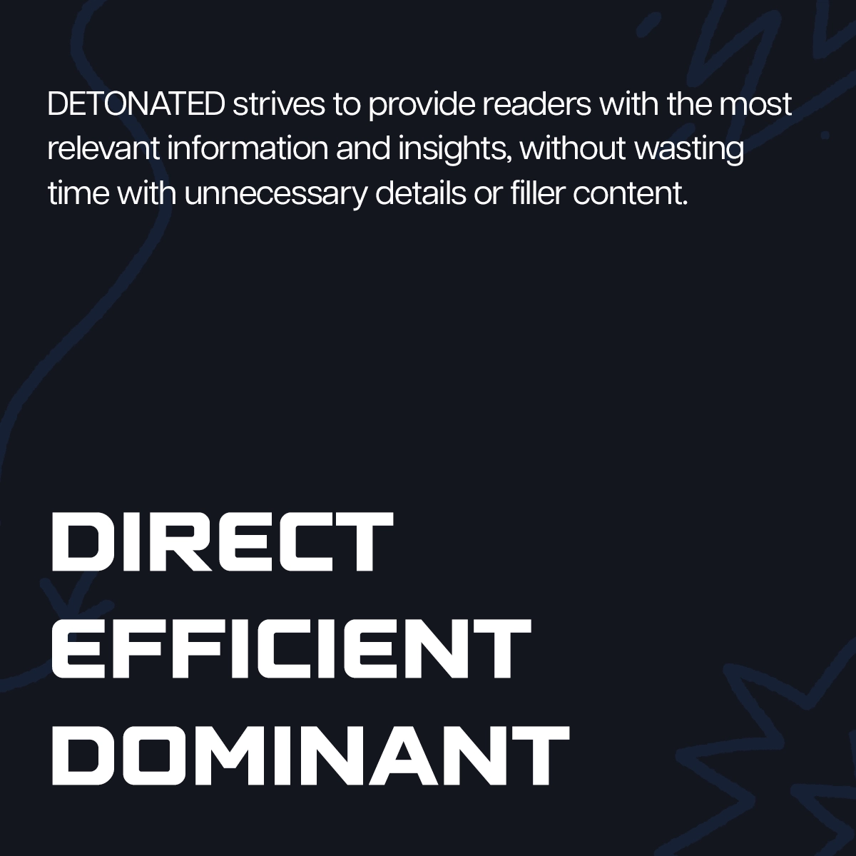 DETONATED website article card design showing read-time and category tags