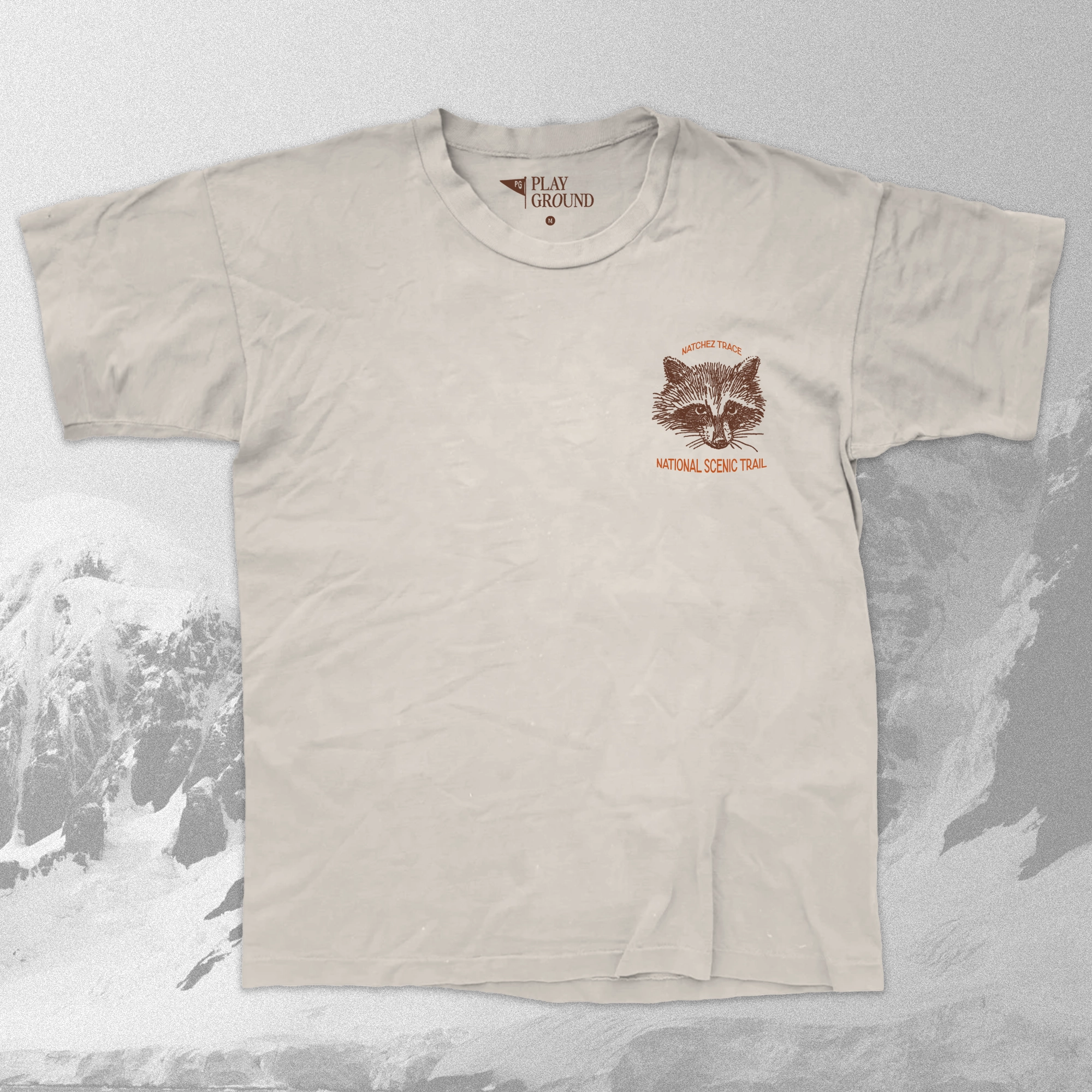 Playground brand merch design mockup with outdoorsy typography