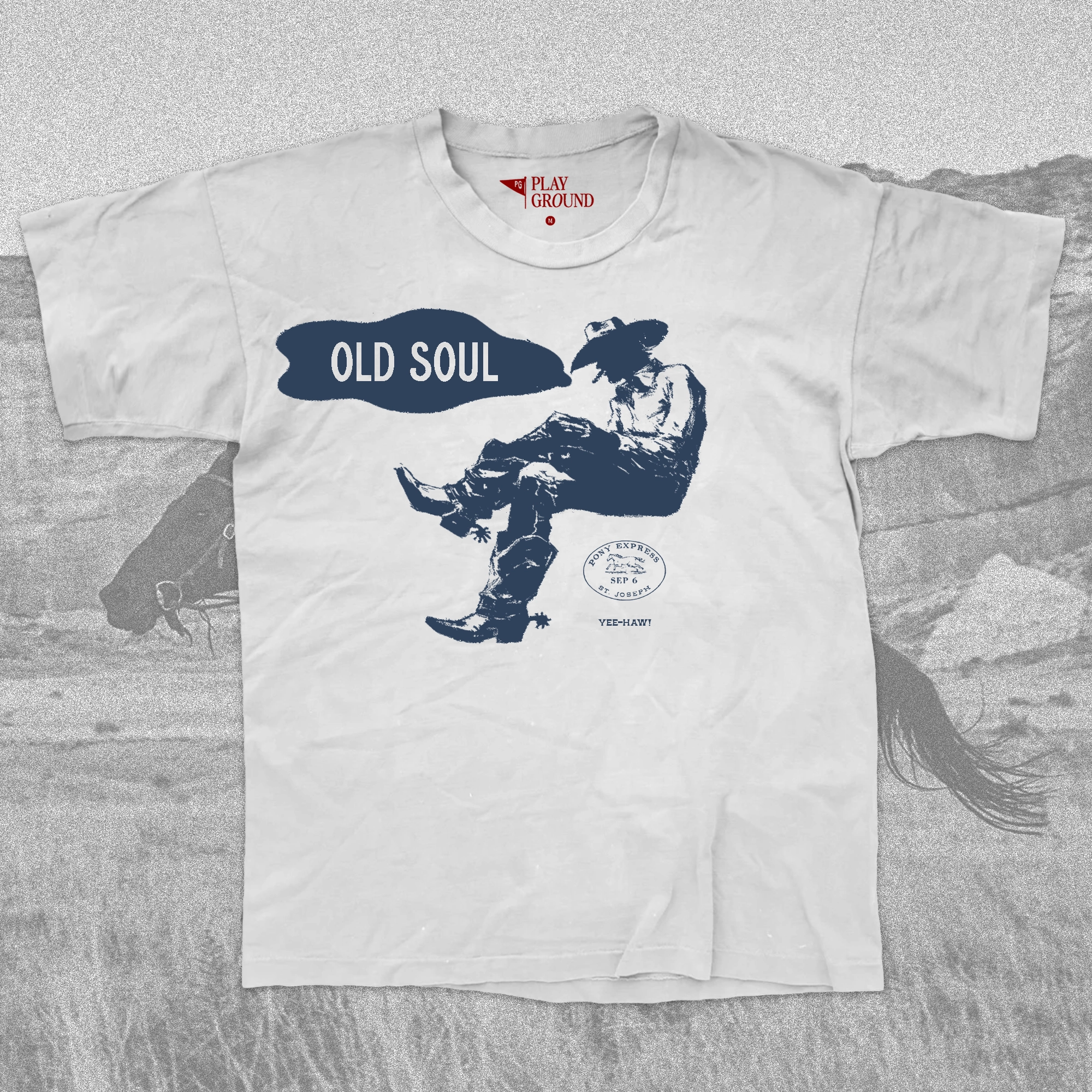 Playground apparel brand graphic with playful Gen Z nostalgia aesthetic