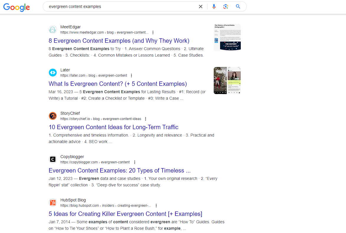 search engine evergreen example 