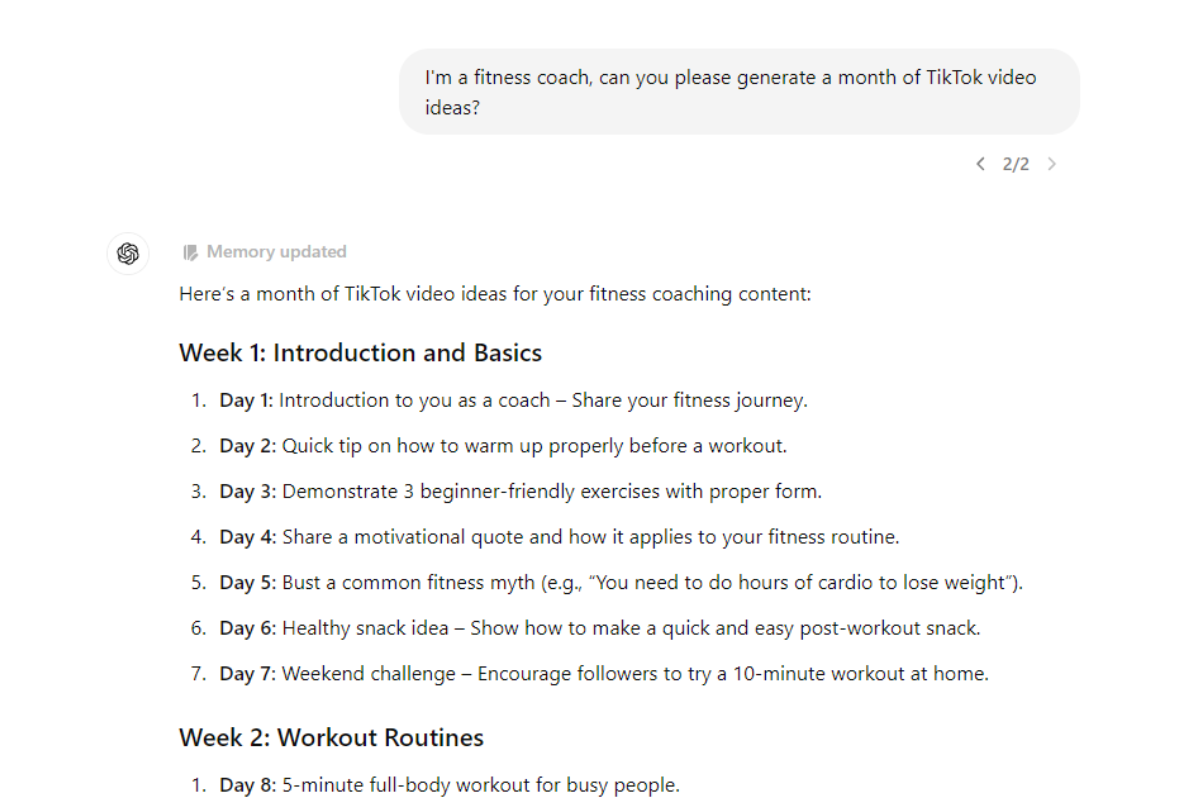 Automation tool: ChatGPT for content ideas 