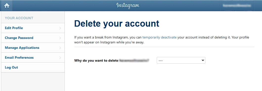 Deleting Instagram Link 