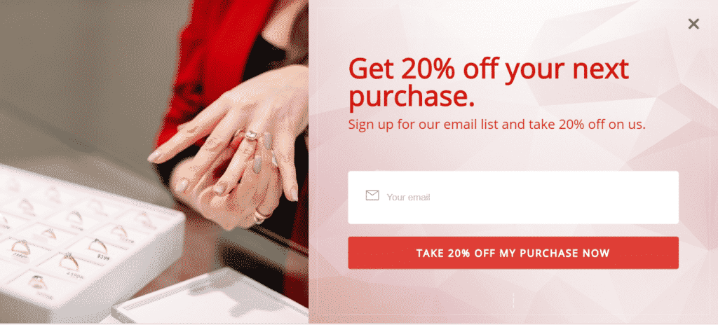 20% off popup ad