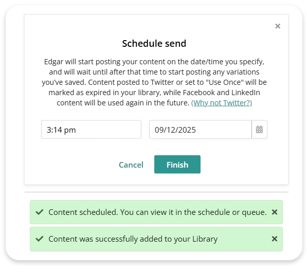 Selecting date and time to schedule TikTok post
