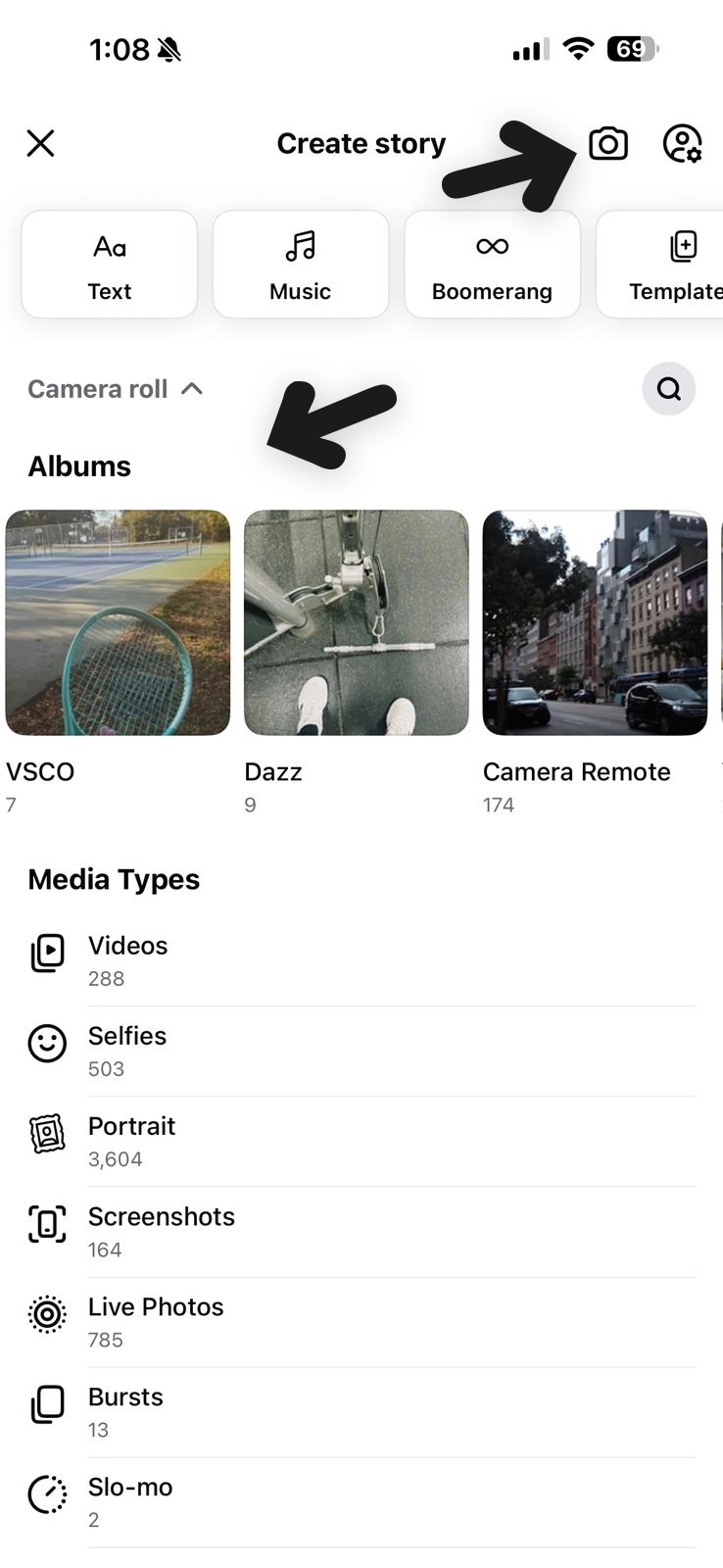 uploading media to create fb story 