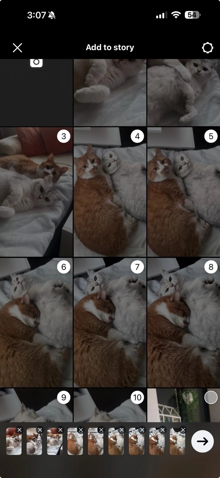 Instagram App Stories - Multiple photos selected