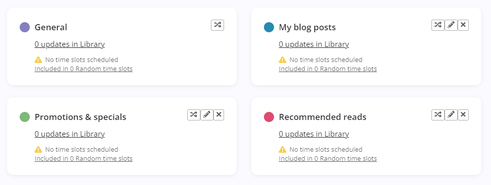 Content categories on MeetEdgar app