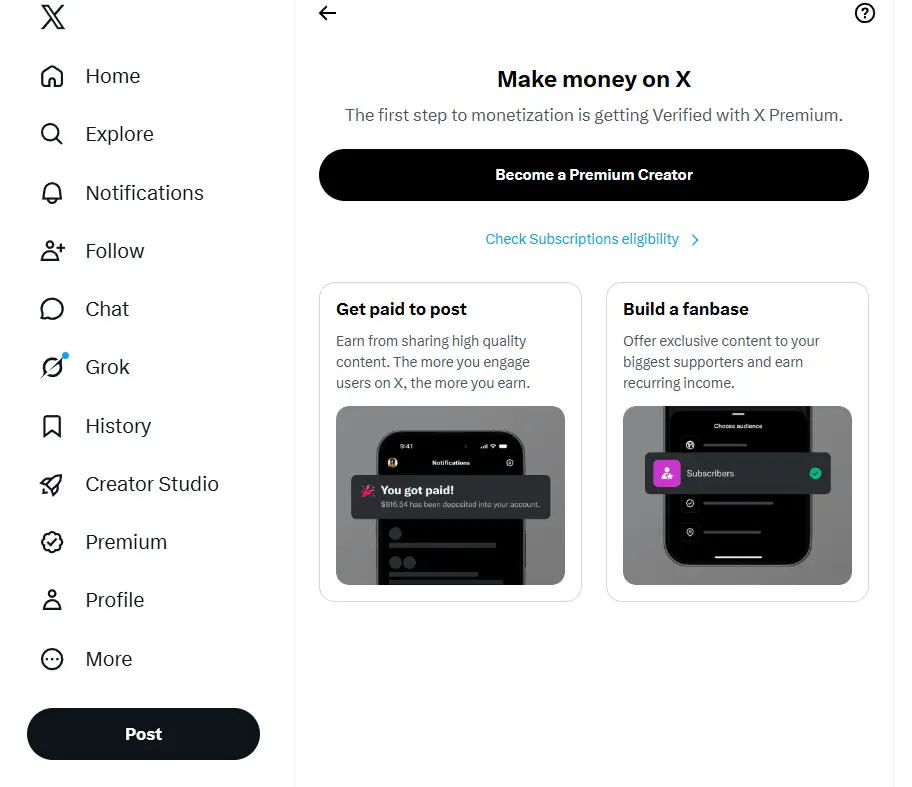 X Creator Studio - applying for Creator Rewards Program