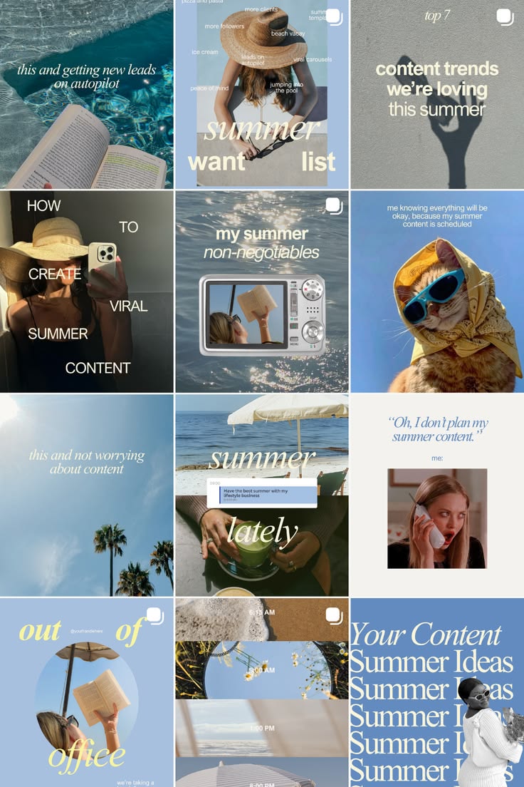 This may contain: a collage of photos with the words summer in different languages