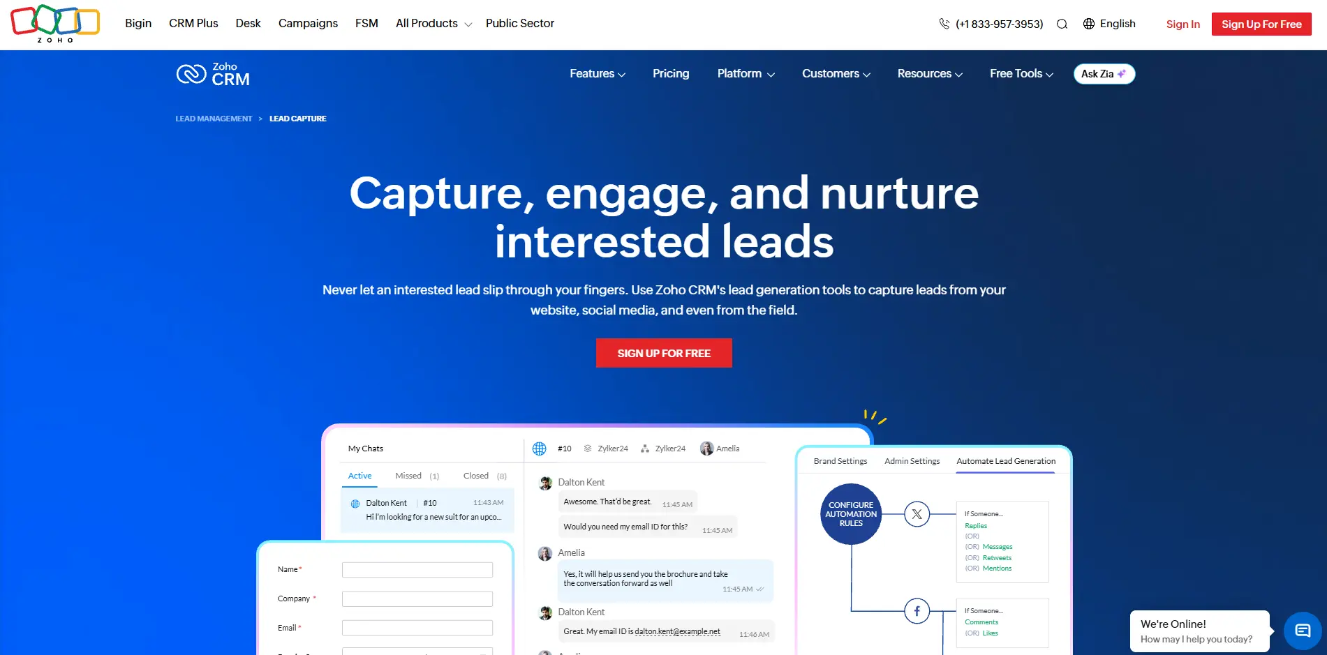 Zoho CRM sales pipeline website
