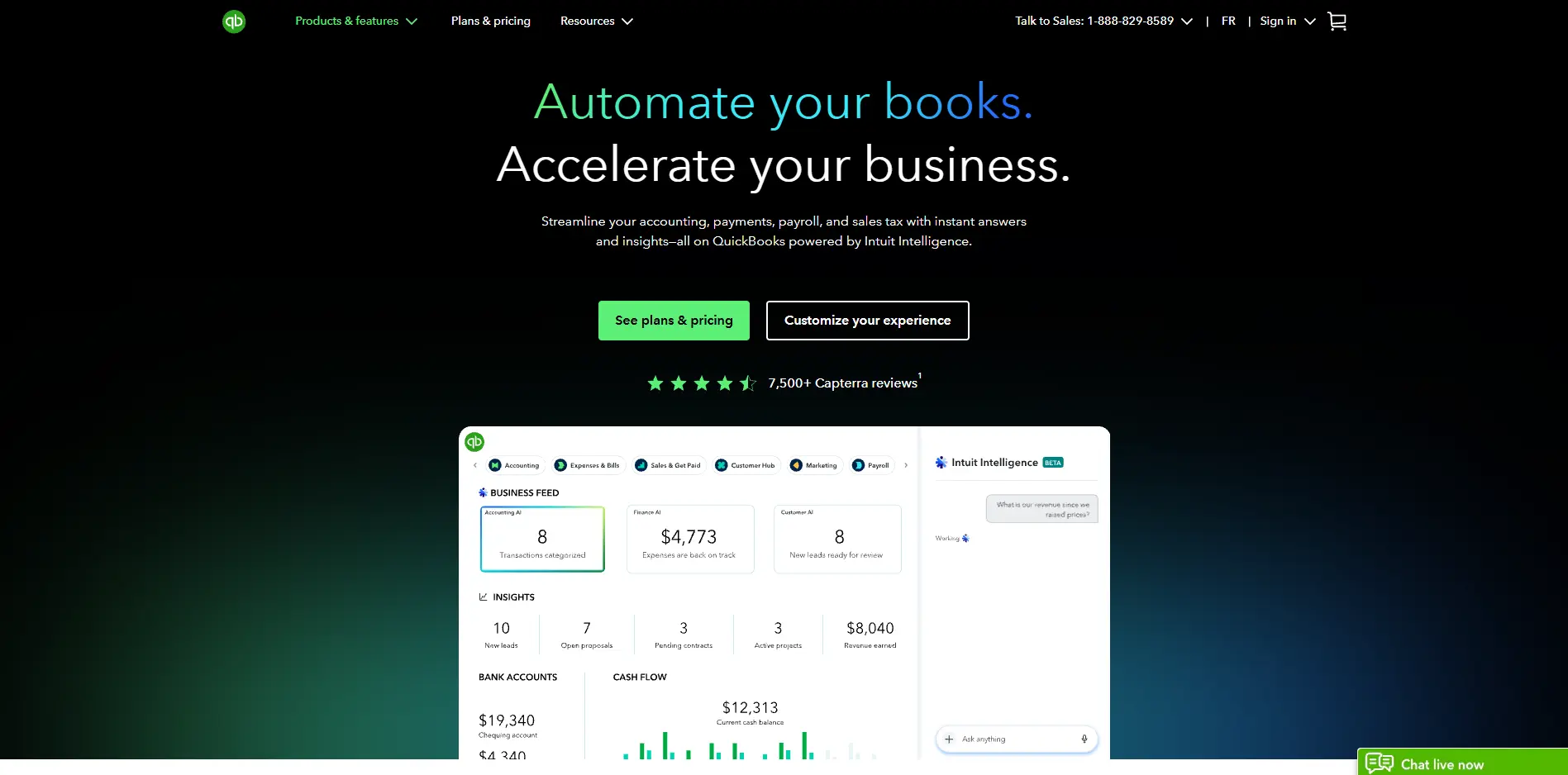 QuickBook website showing dashboard