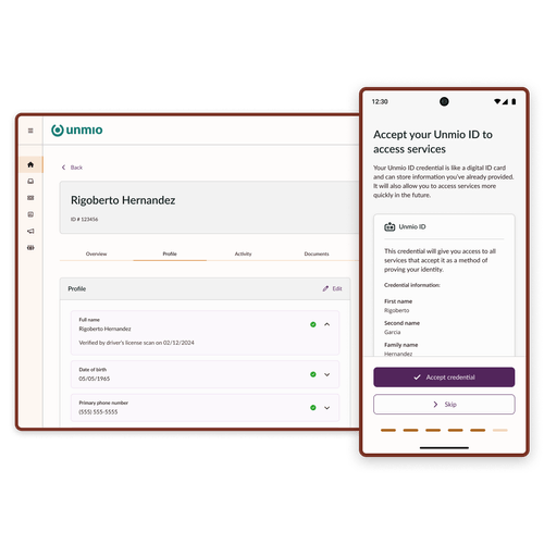 Screenshot of contact profile and credential issuance screen