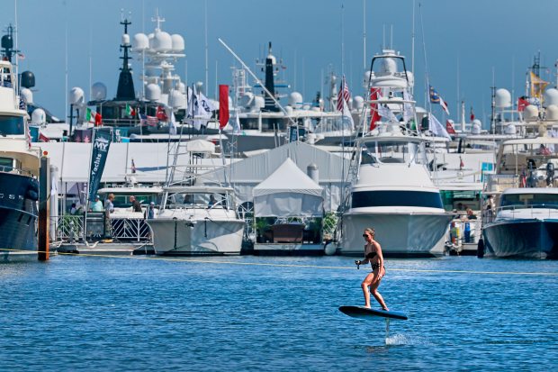 The 44rd Palm Beach International Boat Show is scheduled to open Wednesday in downtown West Palm Beach, drawing an expected attendance of more than 55,000 visitors over five days. (Mike Stocker/South Florida Sun Sentinel)