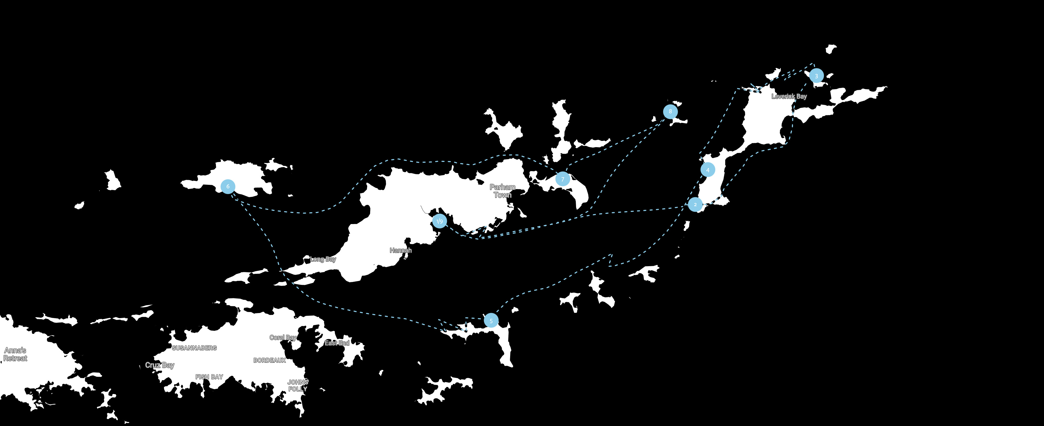 British Virgin Islands yacht charter route map
