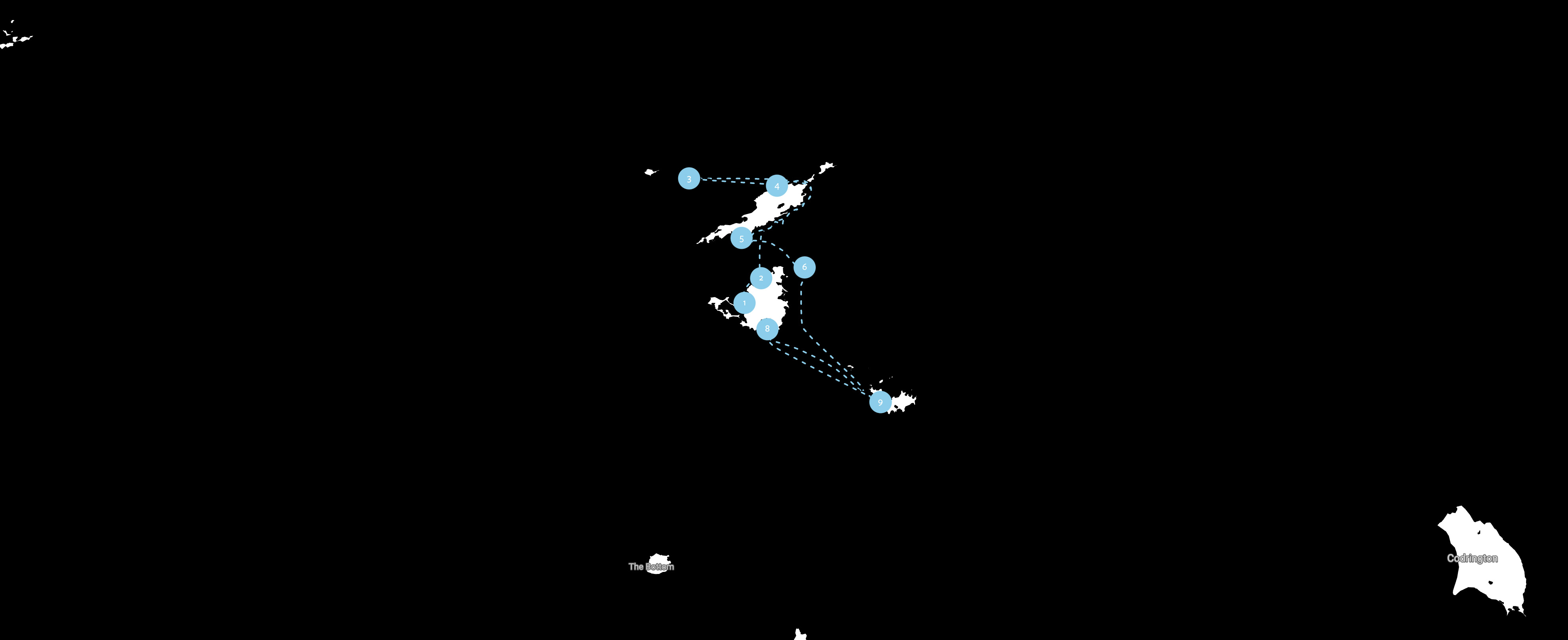 Caribbean yacht charter route map