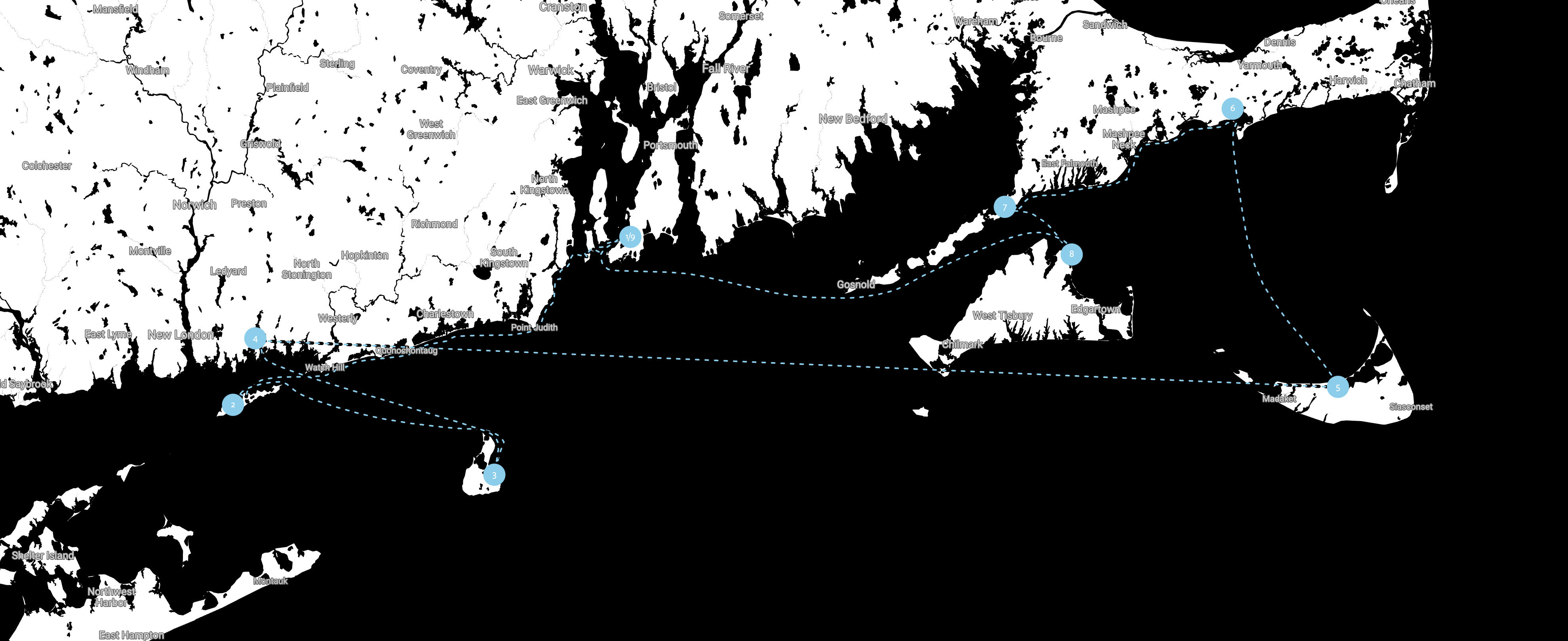 New England yacht charter route map