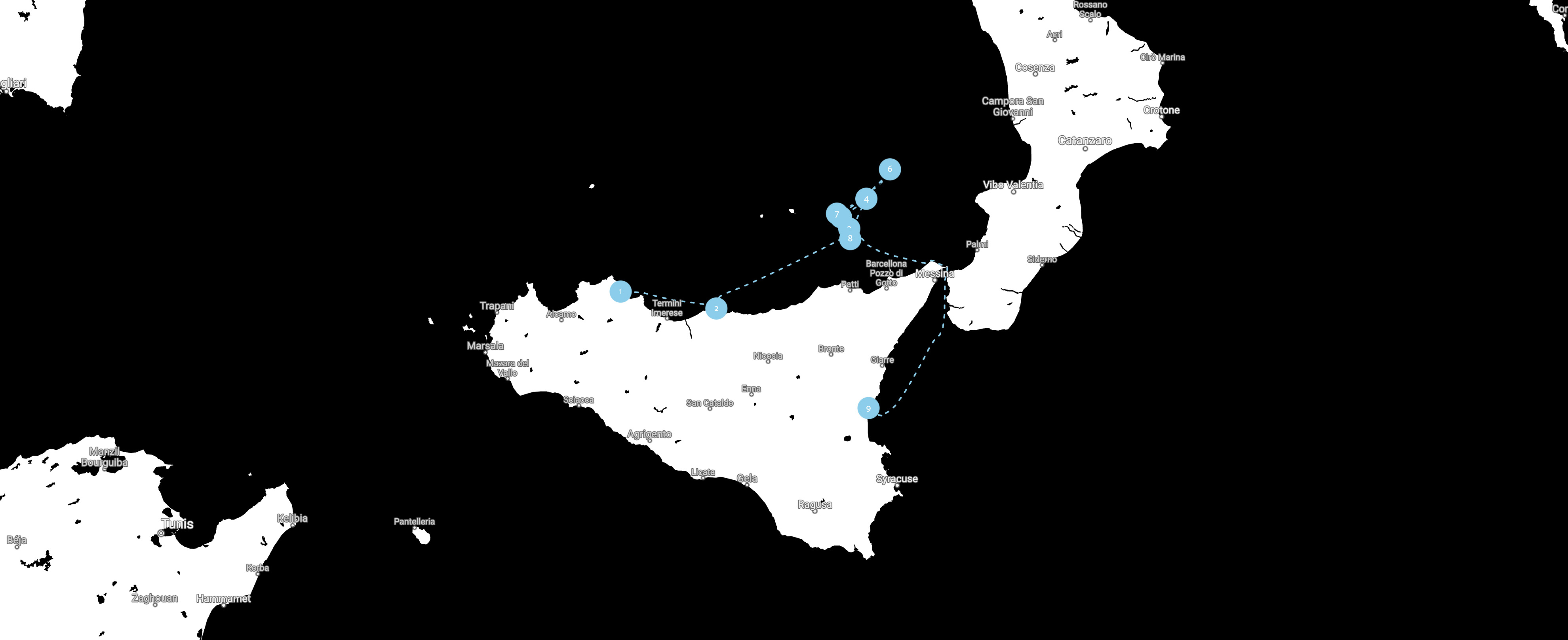 West Mediterranean yacht charter route map