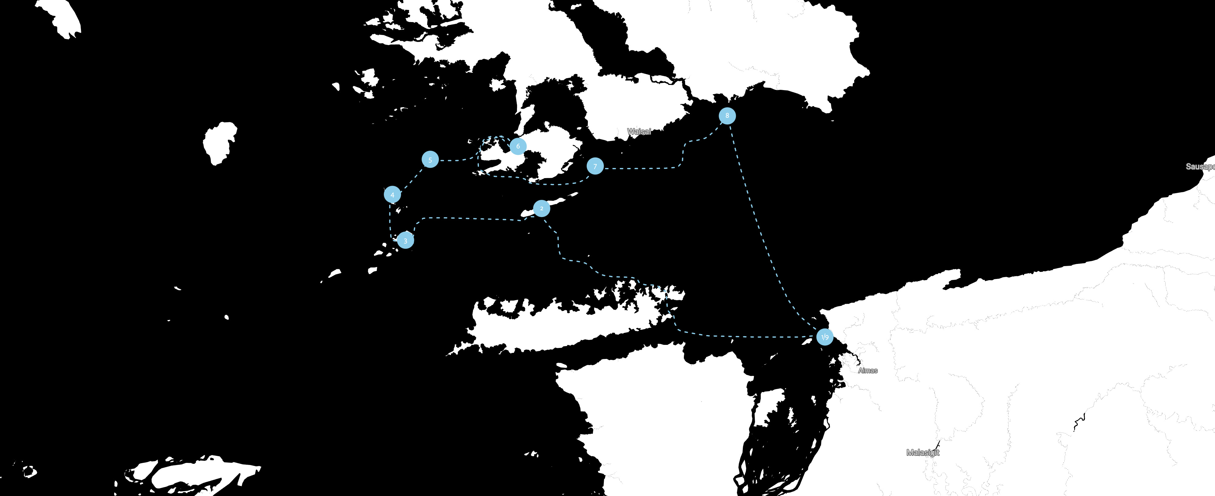 Indonesia yacht charter route map