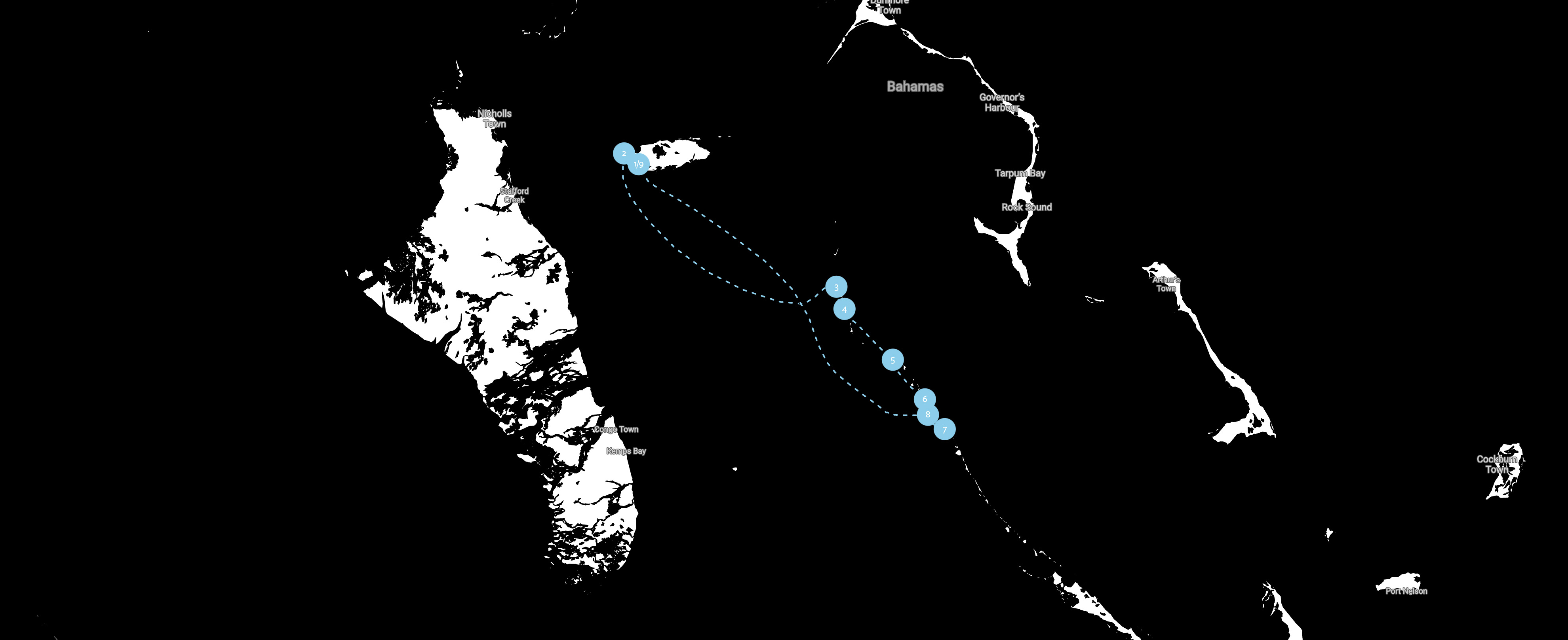 Bahamas yacht charter route map