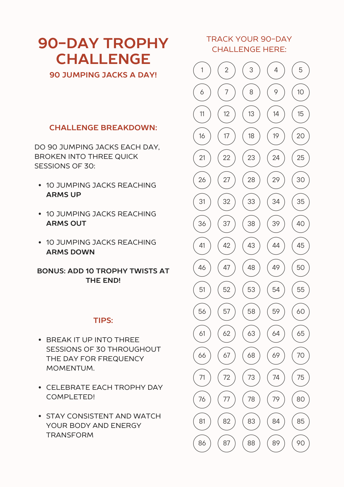 Page-one preview of the 90 Jacks in 90 Days Tracker