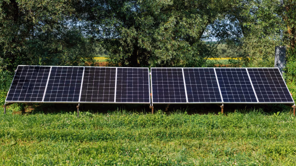 A landscape setup of solar panels