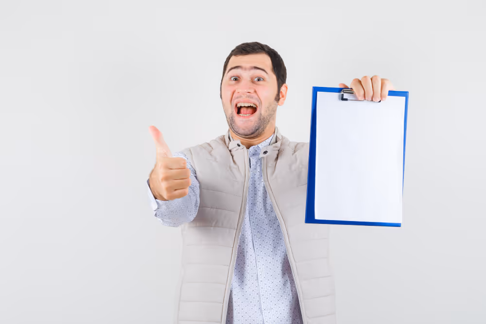 A man approving the permit by thumbing up