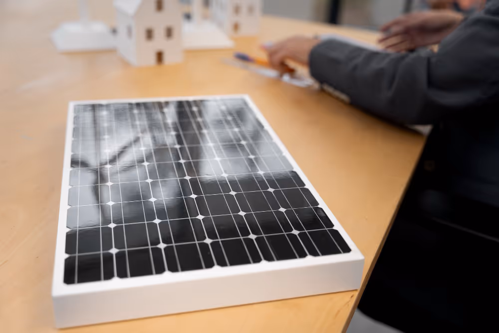 A solar panel at the table
