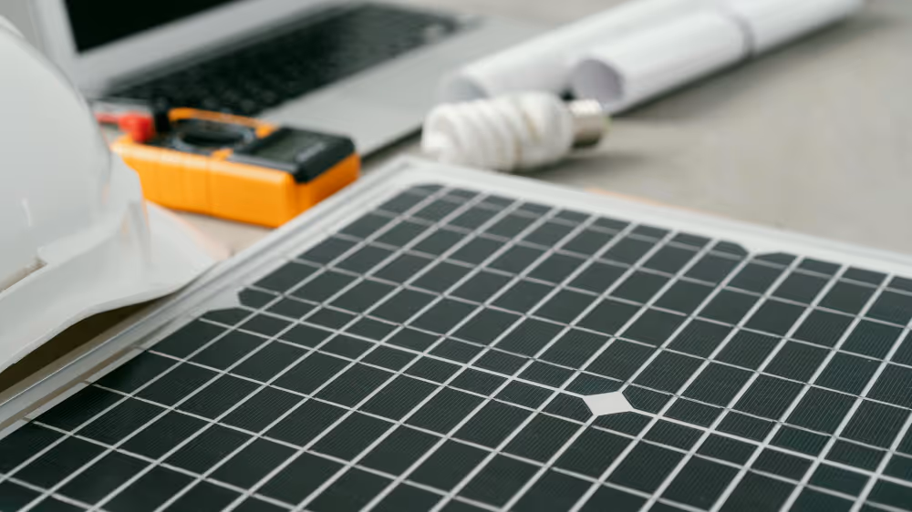 A solar panel sitting on a table