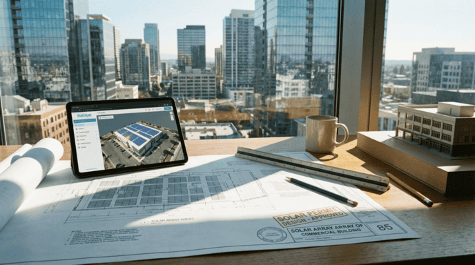 solar permit design approved buildings in the background