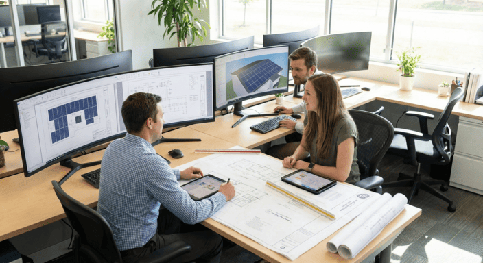 solar design company team working
