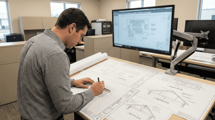 man working on permit design