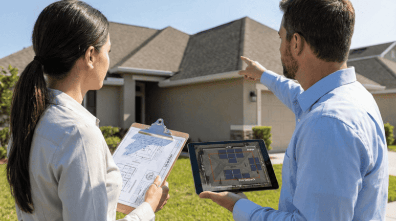 residential background with man and woman