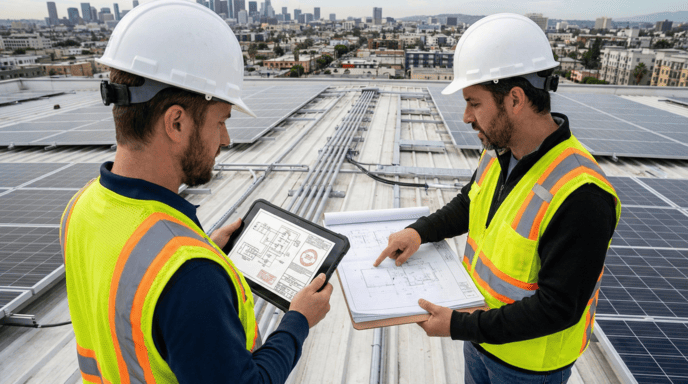 two solar permit designers in safety vests