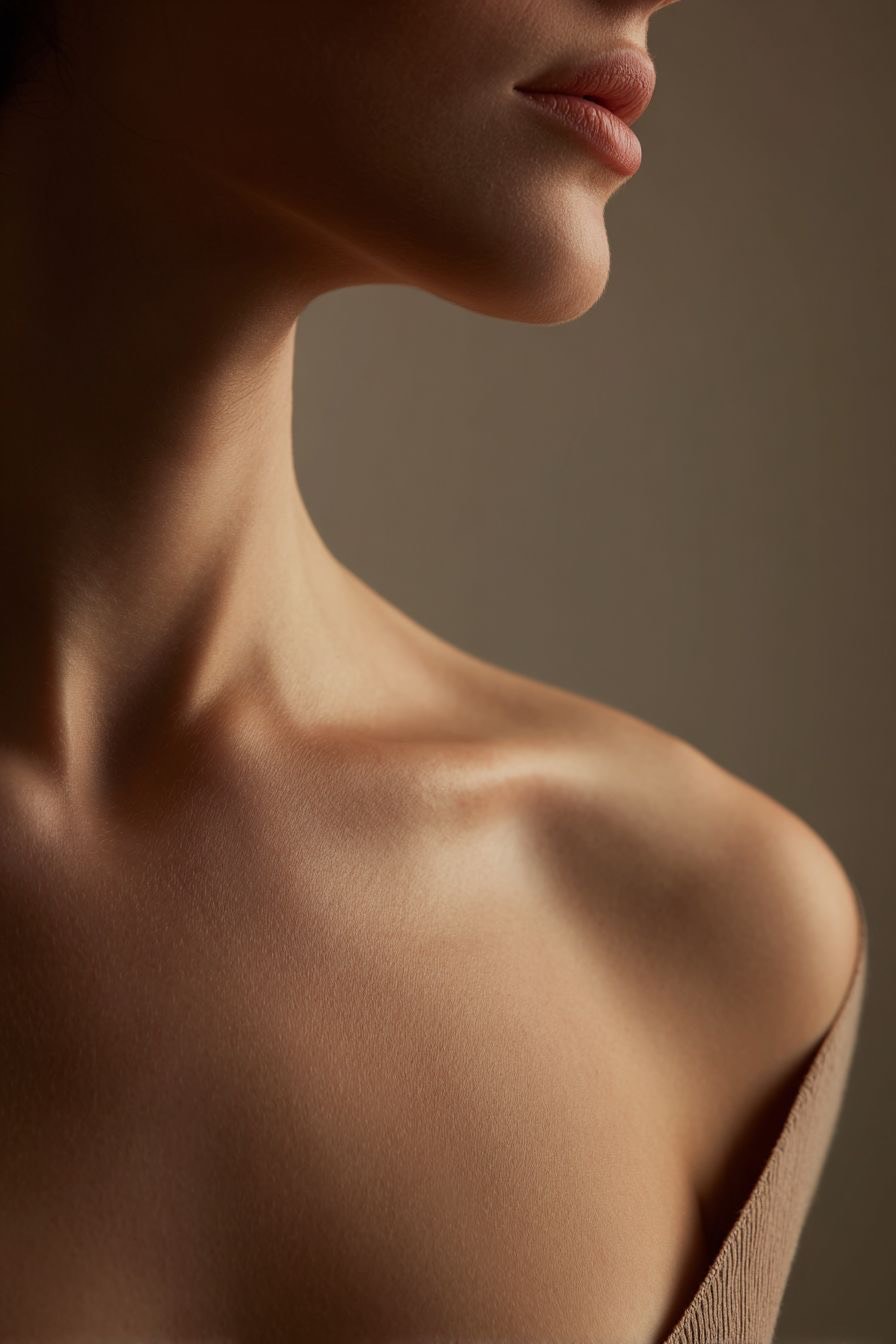 vrat i rame žene, bež pozadina