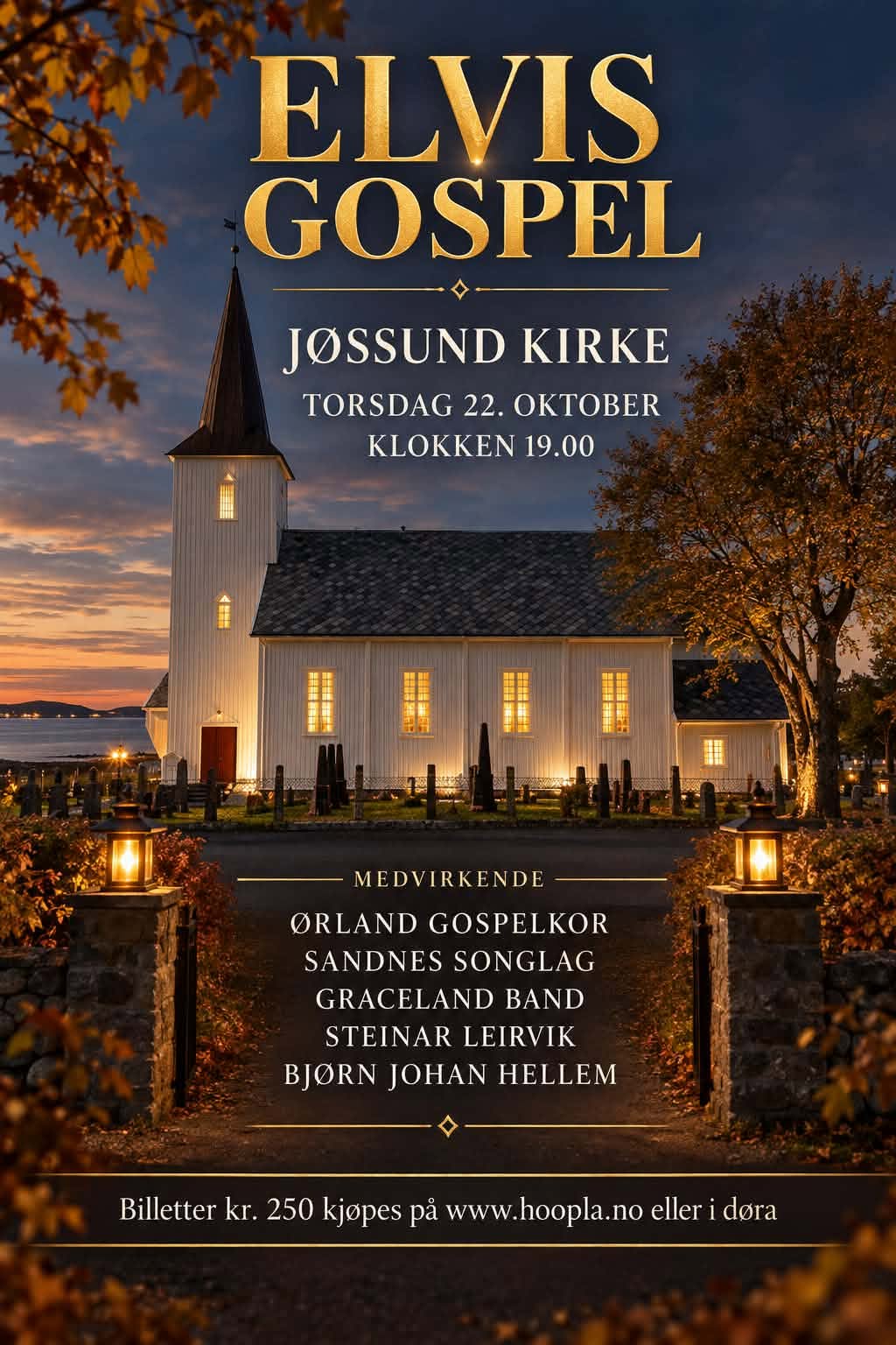 Plakat av arrangementet med overskrift og bilde av en hvit kirke