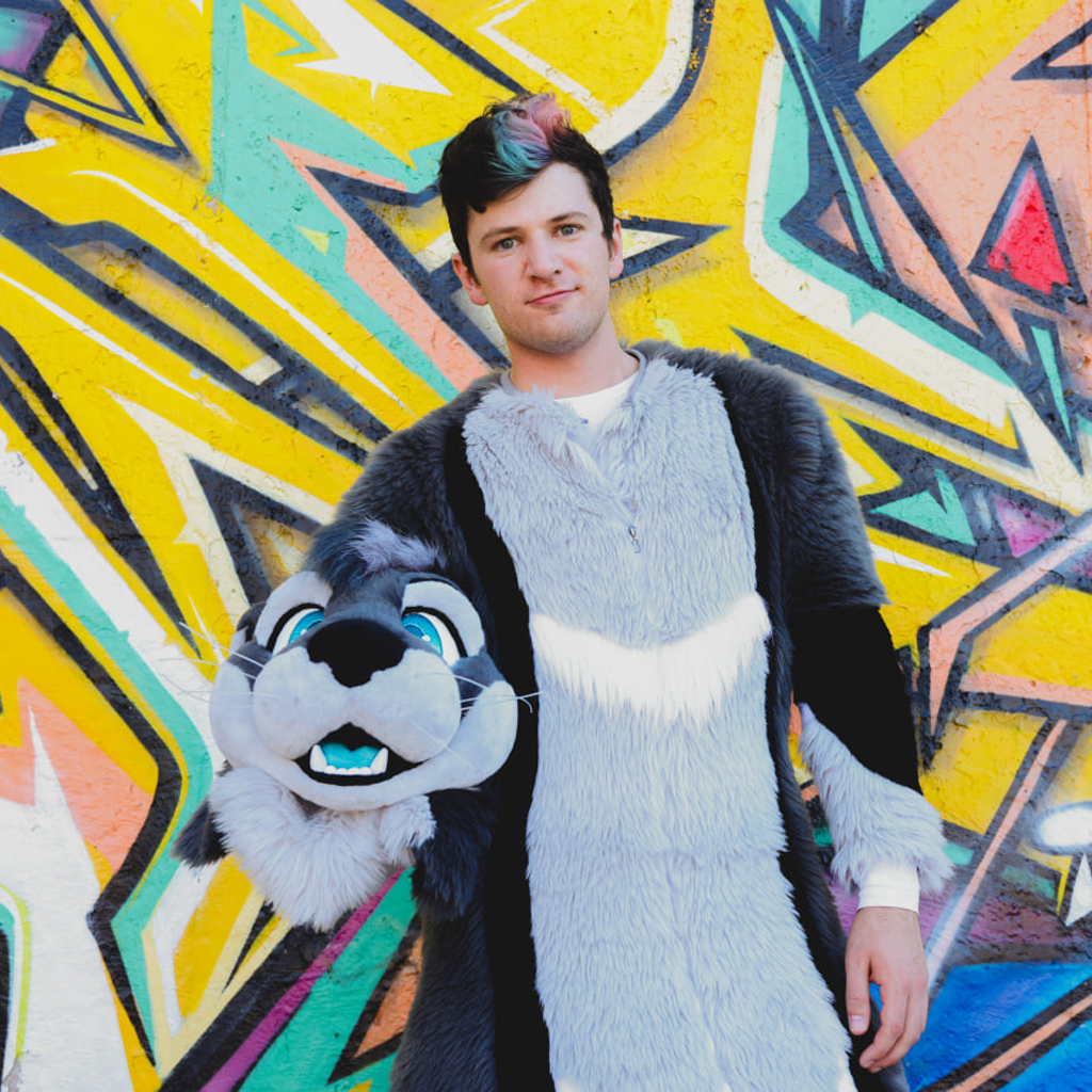 A gray otter fursuit head