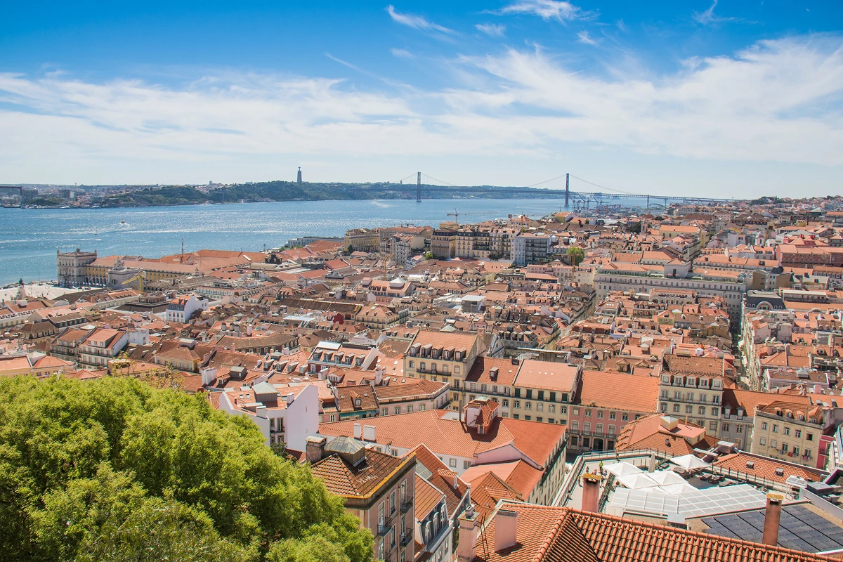 Aerial view of Lisbon city center for international students