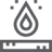Icon of a water droplet with a smaller droplet inside and a single gear below, symbolizing water and mechanical process.