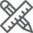Icon of a pencil crossed with a ruler forming an X shape.