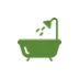 Green bathtub with showerhead icon.