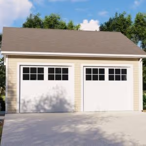 FrameUpNow example of finished cold-formed-steel garage (titled Bramble).