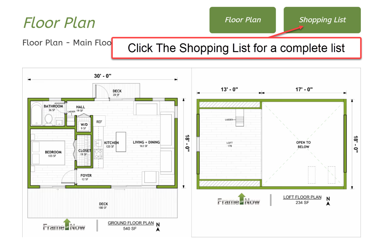 Floor Plan Shopping List button