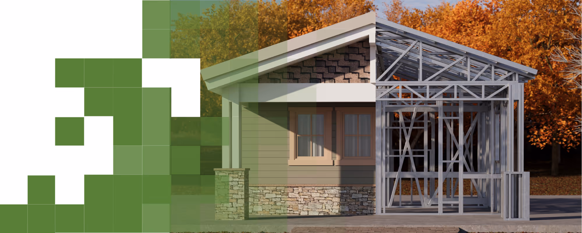 Steel frame structure of a building under construction set against a desert landscape with mountains and blue sky in the background.