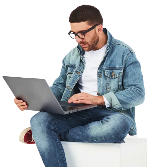 A man working on laptop