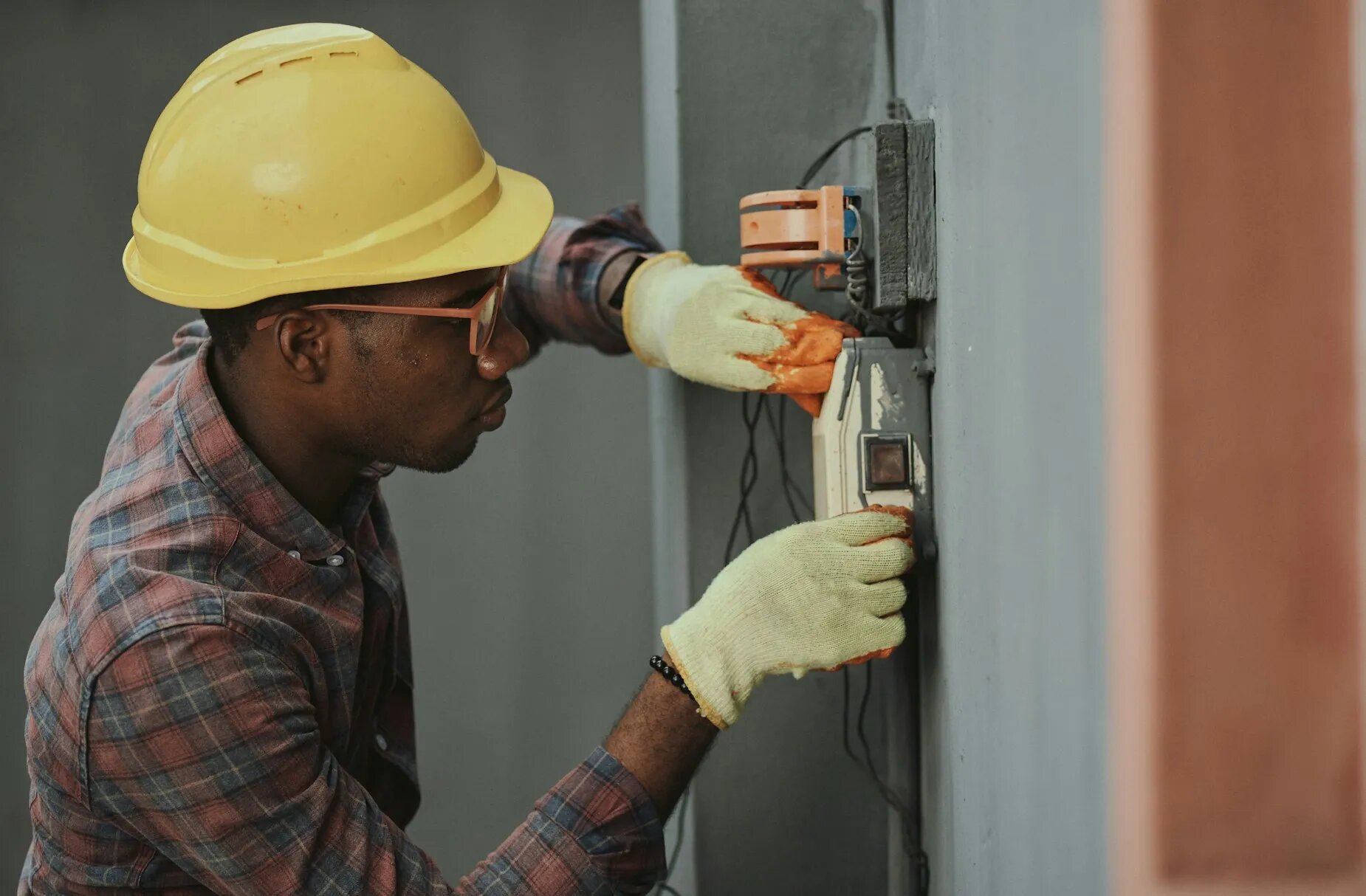 Skilled trades technician working on a job site
