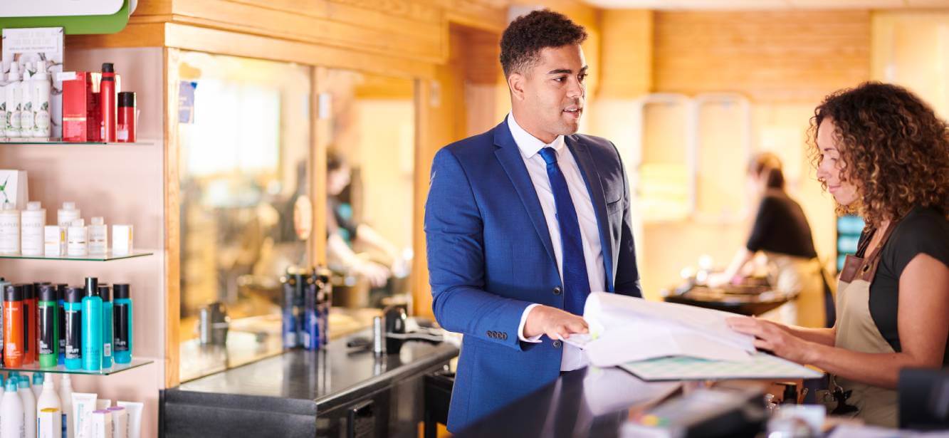 small business lawyer giving woman advice