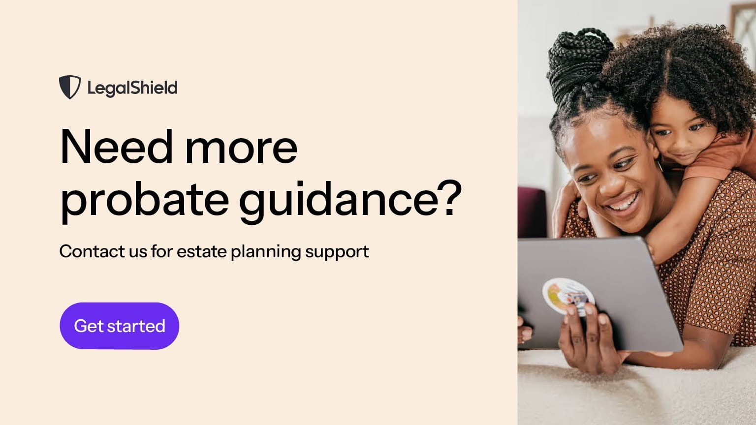 A LegalShield CTA offering more probate guidance.