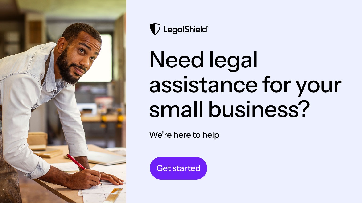 A LegalShield CTA offering small business legal assistance. 